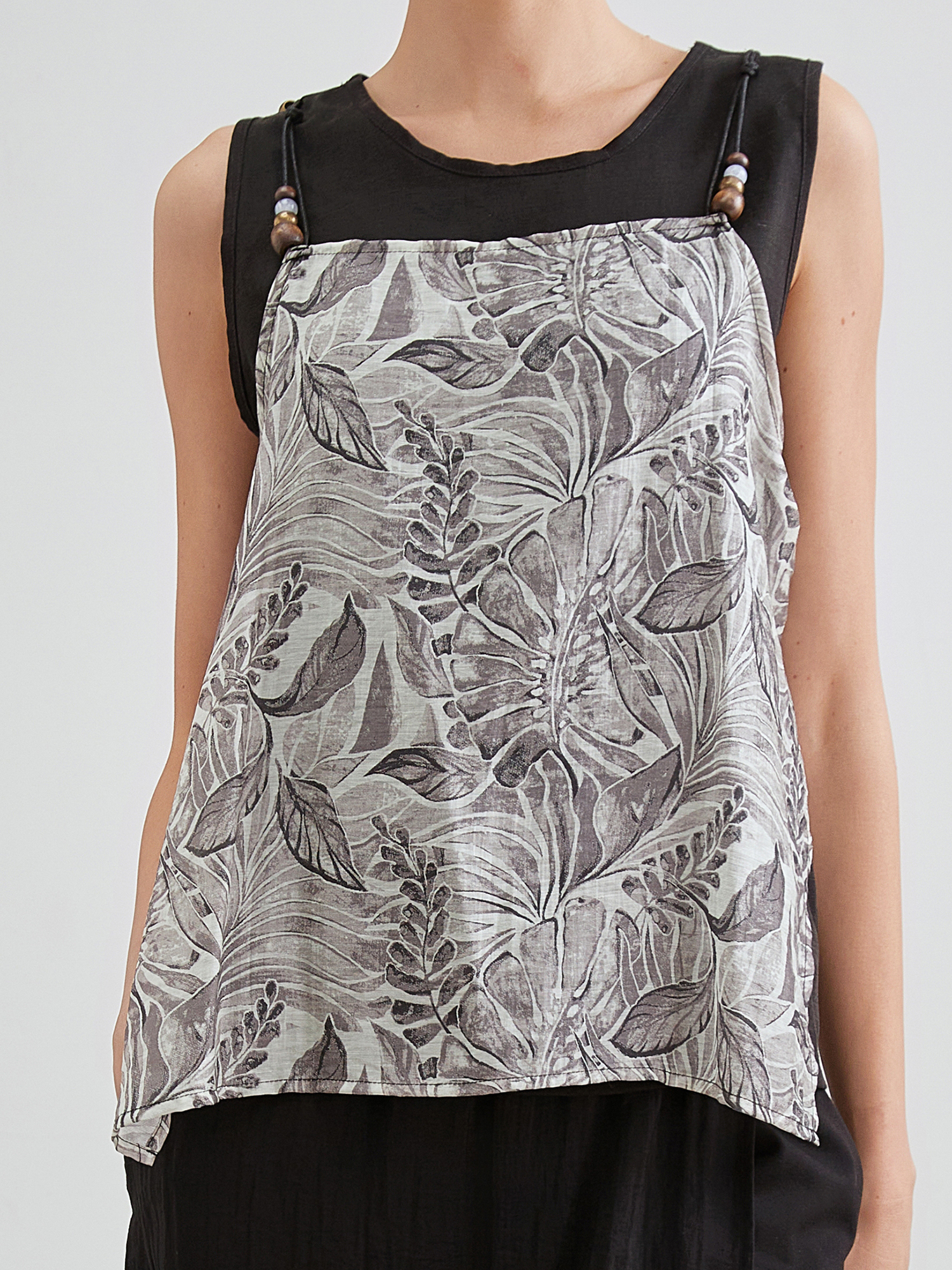 mi-tu 印花假兩件背心