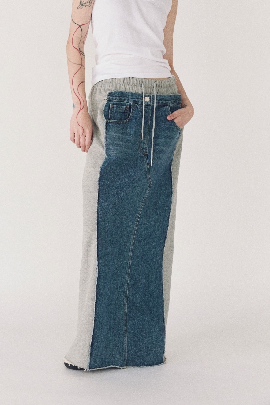 異材質設計長裙