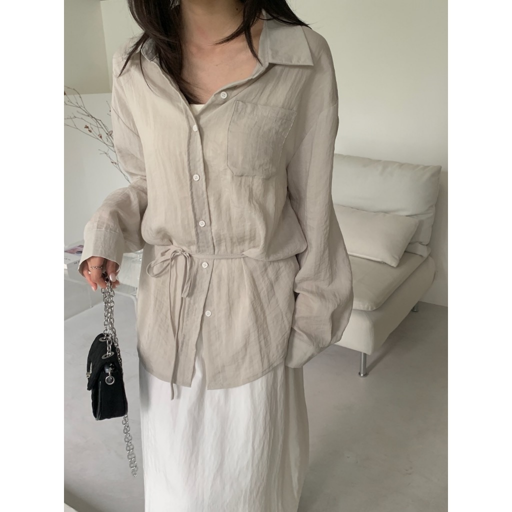 A11 愛上這件的氣質感！附綁帶襯衫 #2852