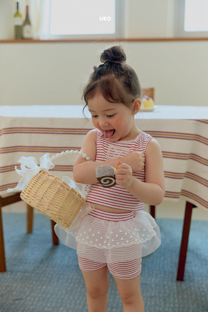 正韓夏UEO 兩色小馬布標條紋背心