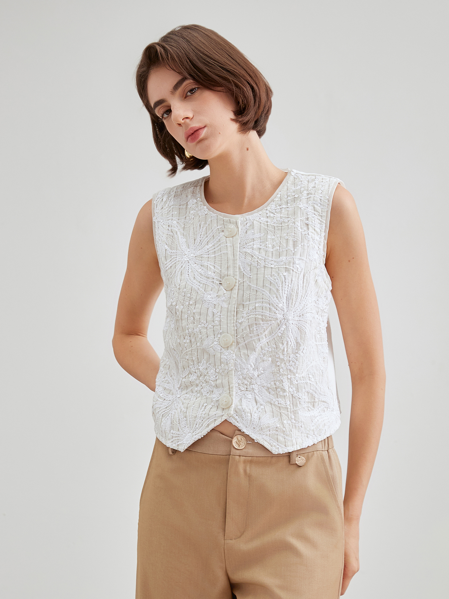 mi-tu刺繡印花馬甲