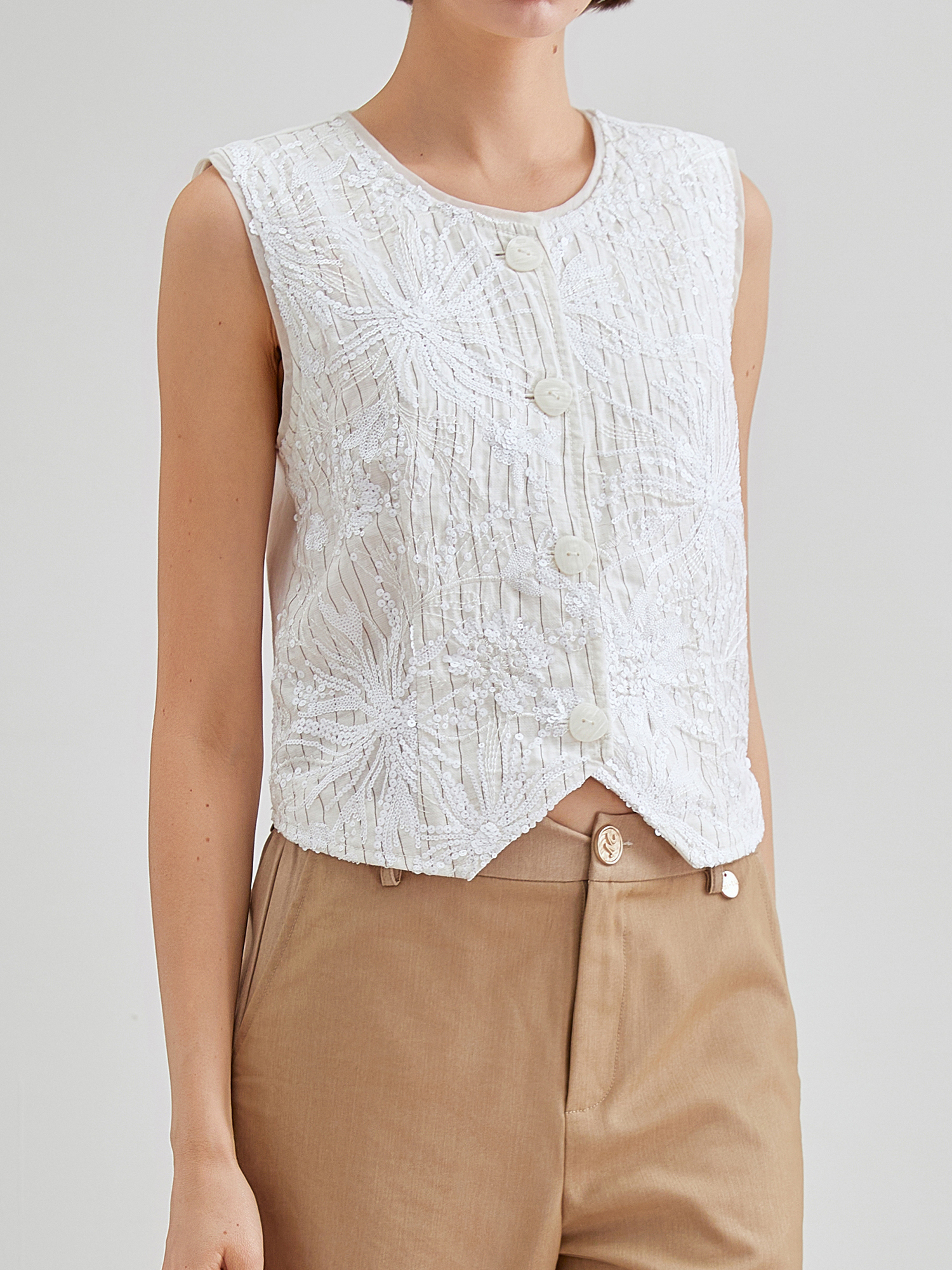 mi-tu刺繡印花馬甲