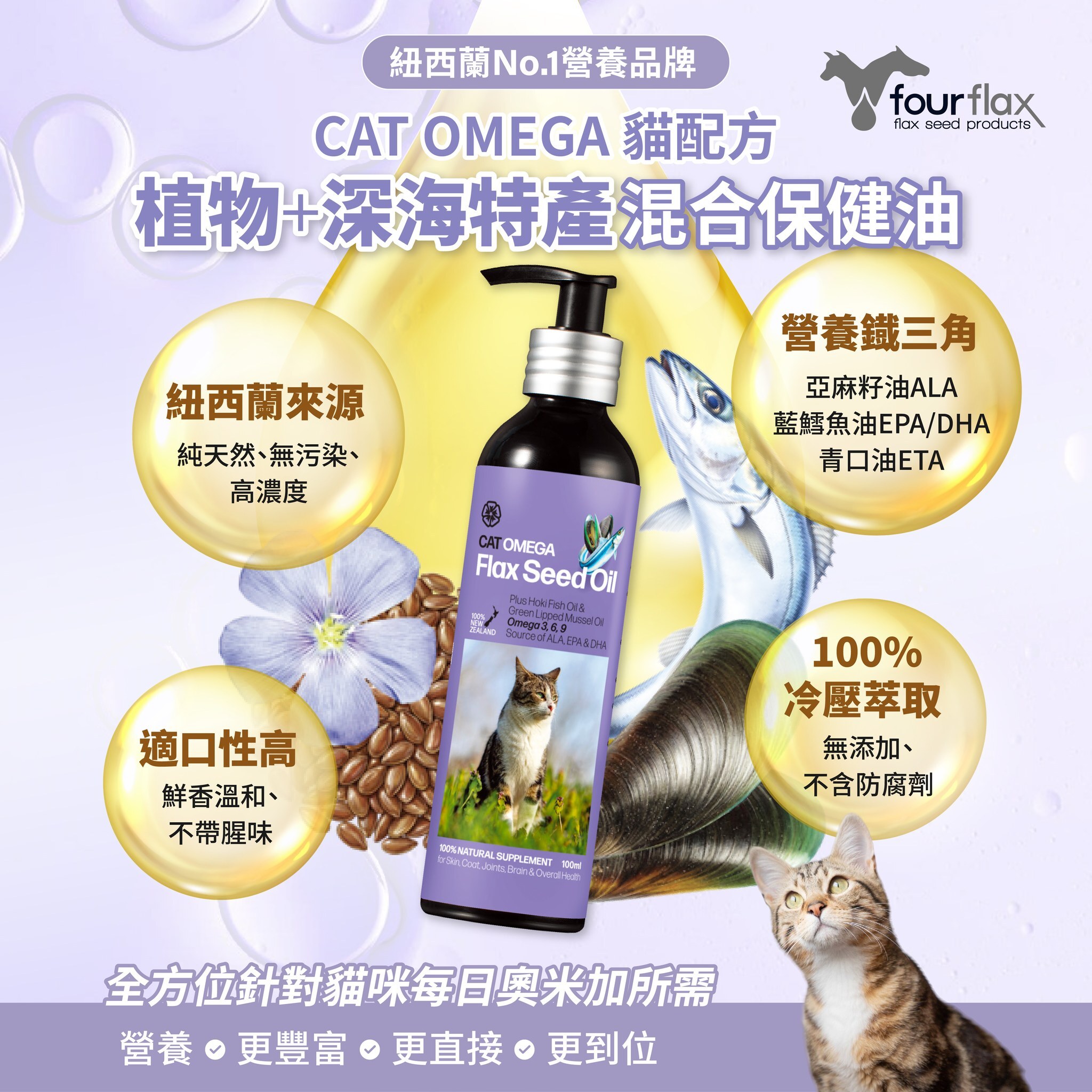 Fourflax®亞麻籽油 CatOmega 貓配方100ml