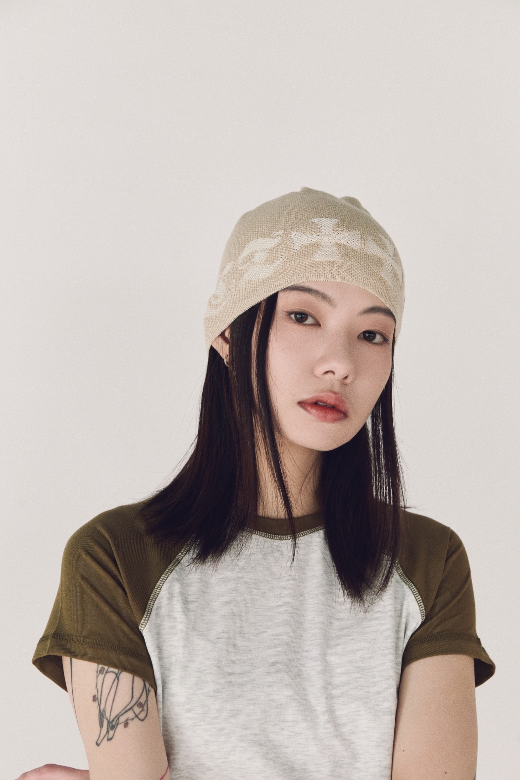 十字圖騰冷帽-杏