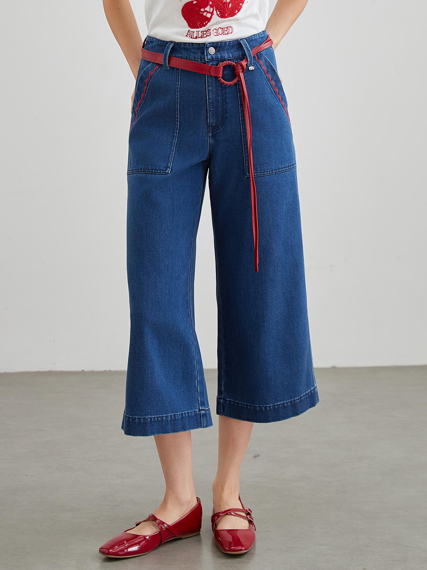 mi-tu wide leg denim trousers