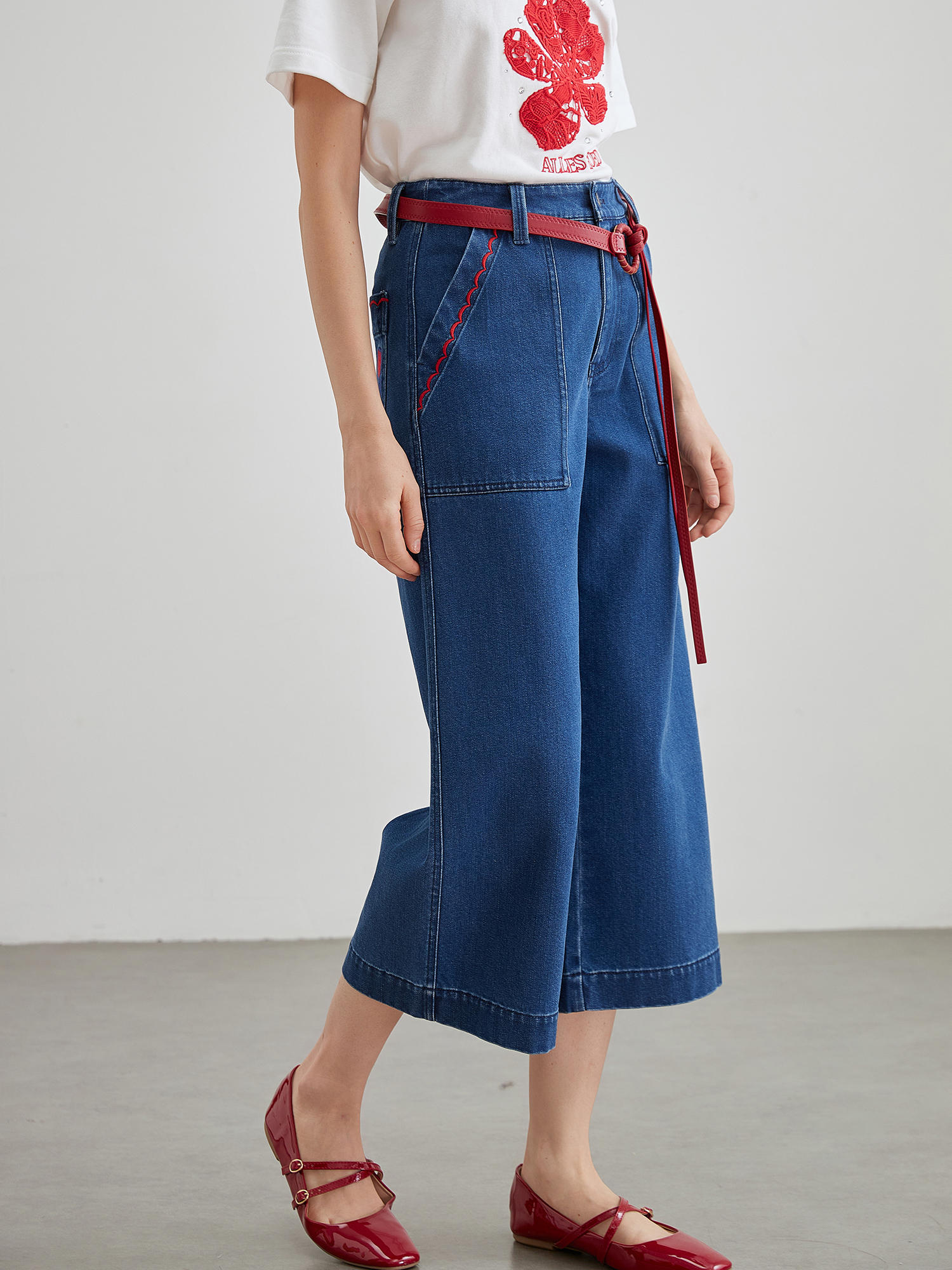 mi-tu wide leg denim trousers