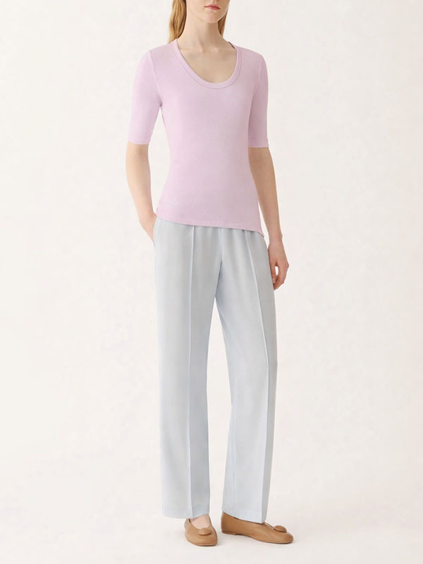 Fabiana Filippi 銀鍊U型領五分袖T恤(粉)