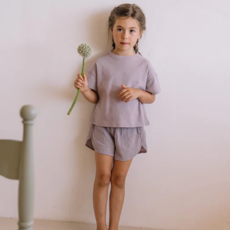 STUDIO BOHEME 壓紋木耳邊鬆緊腰短褲 SHORTS GEORGETTE - NIRVANA LILA