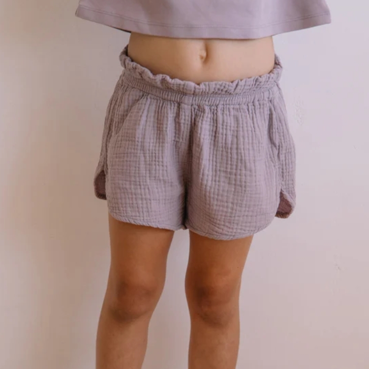 STUDIO BOHEME 壓紋木耳邊鬆緊腰短褲 SHORTS GEORGETTE - NIRVANA LILA