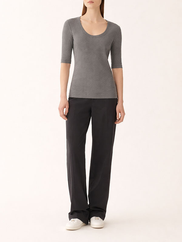 Fabiana Filippi 銀鍊U型領五分袖T恤(灰)