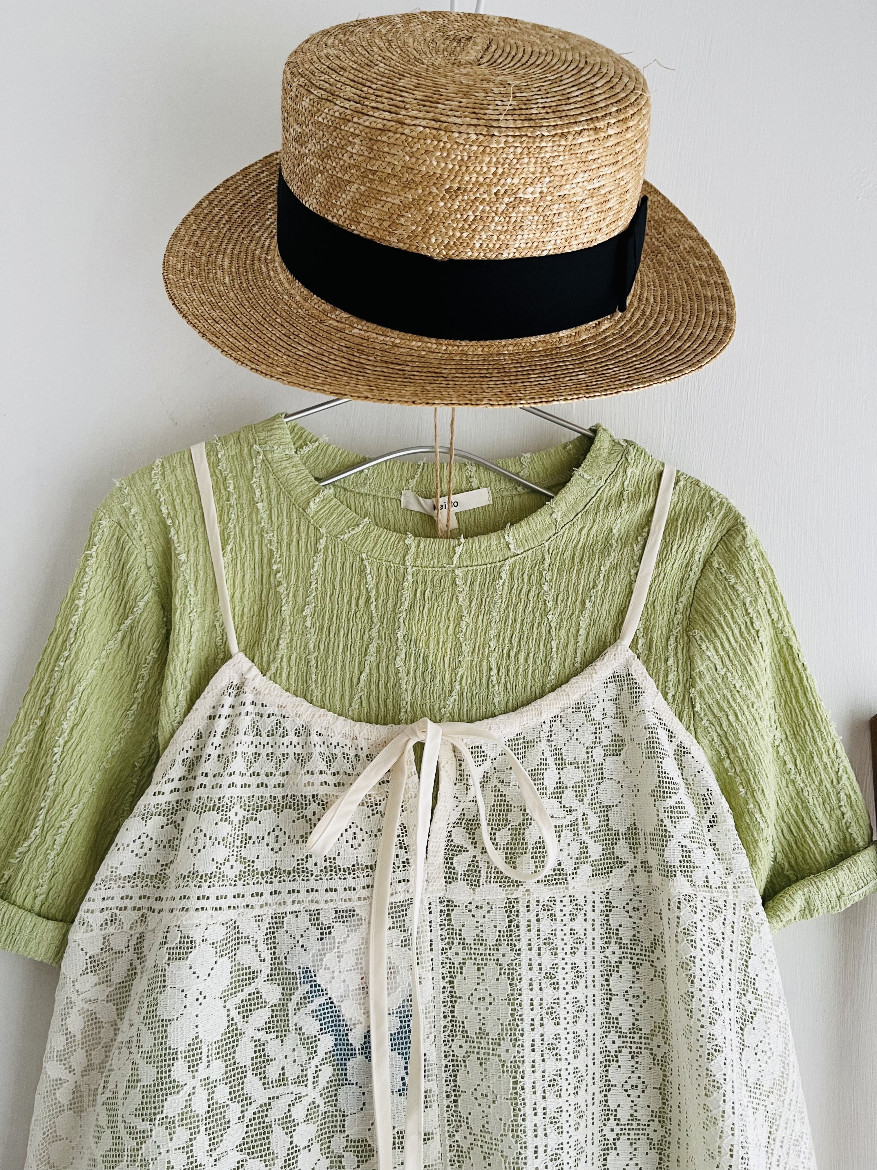 Keitto米色通花吊帶背心