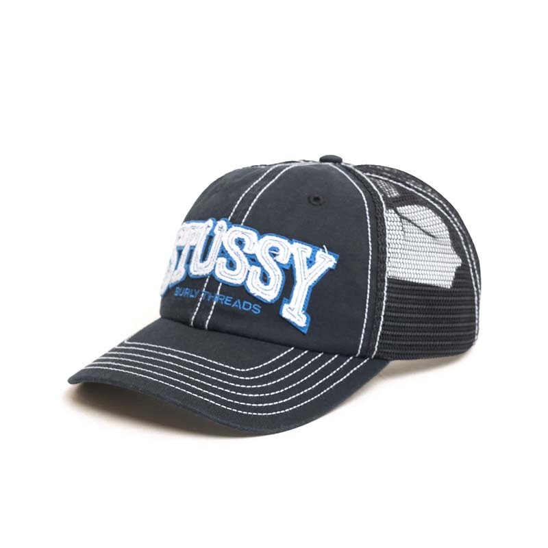 Stussy Burly Threads Trucker 卡車帽 帽子 黑色 1311200-BK [台灣現貨]