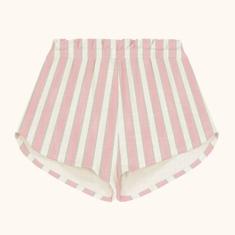 STUDIO BOHEME 草莓開心果條紋木耳邊鬆緊腰短褲 SHORTS GEORGETTE - RAYURES FRAISE PISTACHE