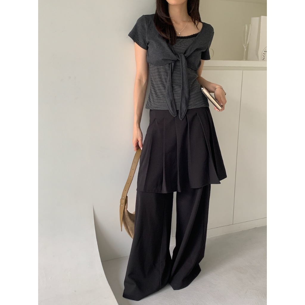 現貨 A12 鹽系女孩的時髦百褶裙寬褲 #A3099