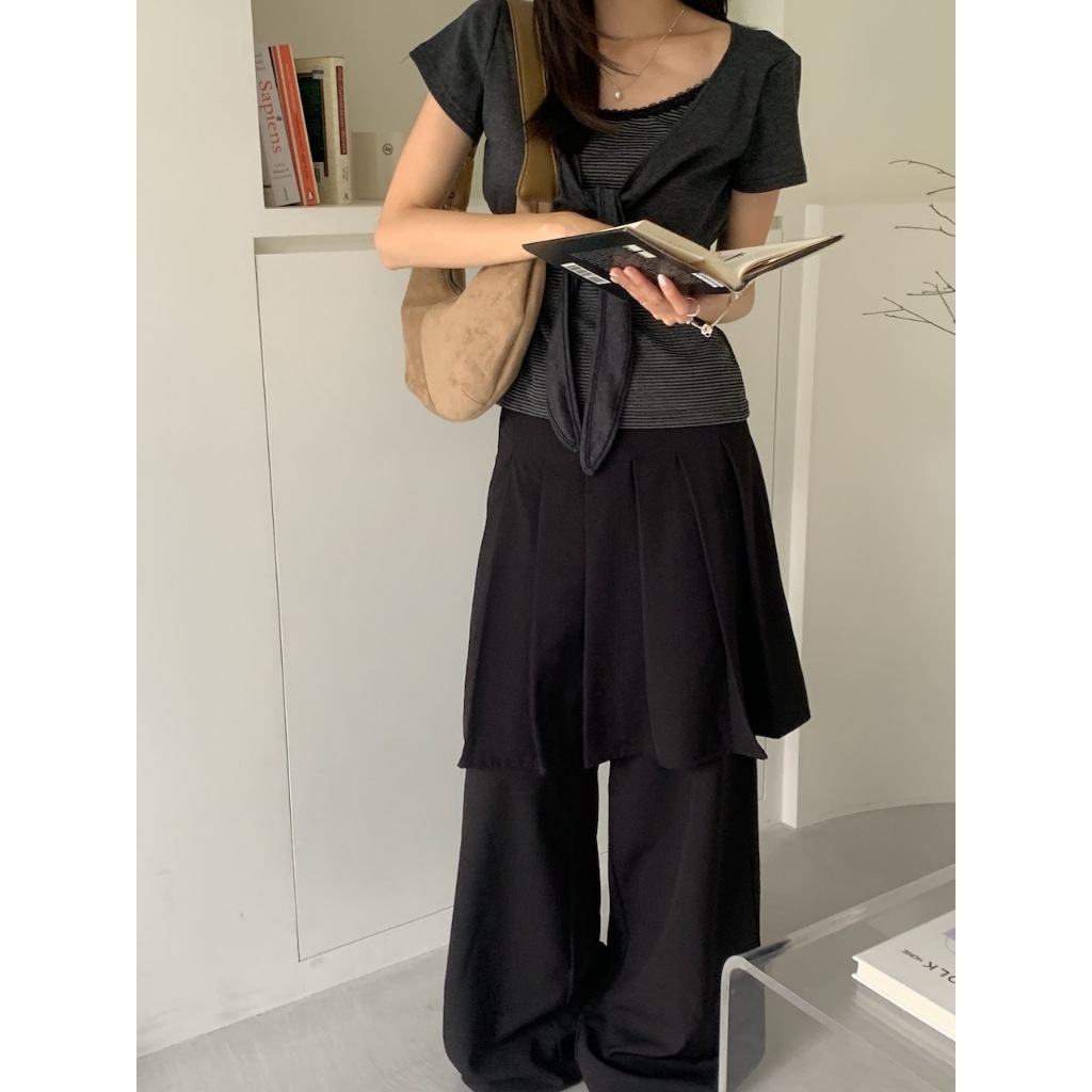 現貨 A12 鹽系女孩的時髦百褶裙寬褲 #A3099