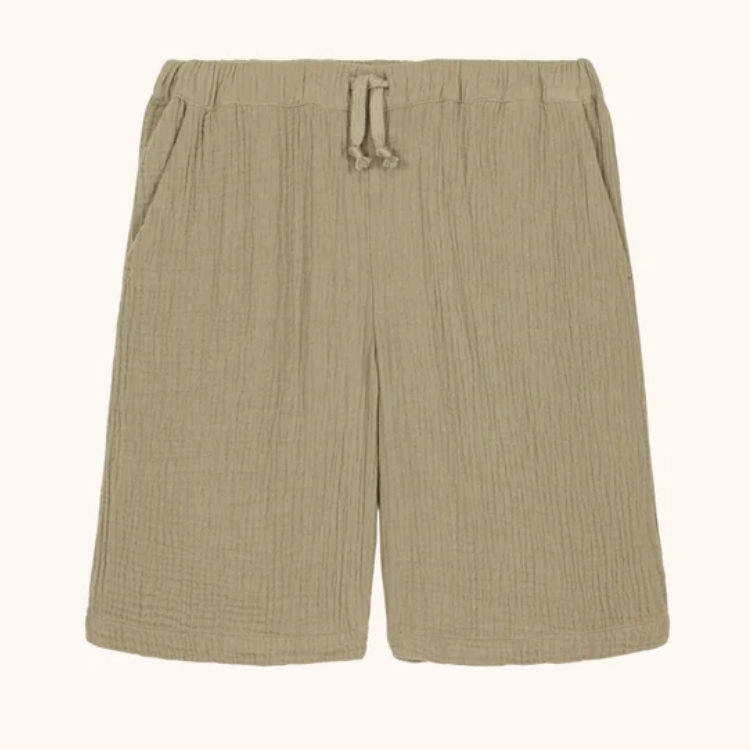 STUDIO BOHEME 壓紋綁帶五分褲 BERMUDA BASILE - VERT GOLDEN