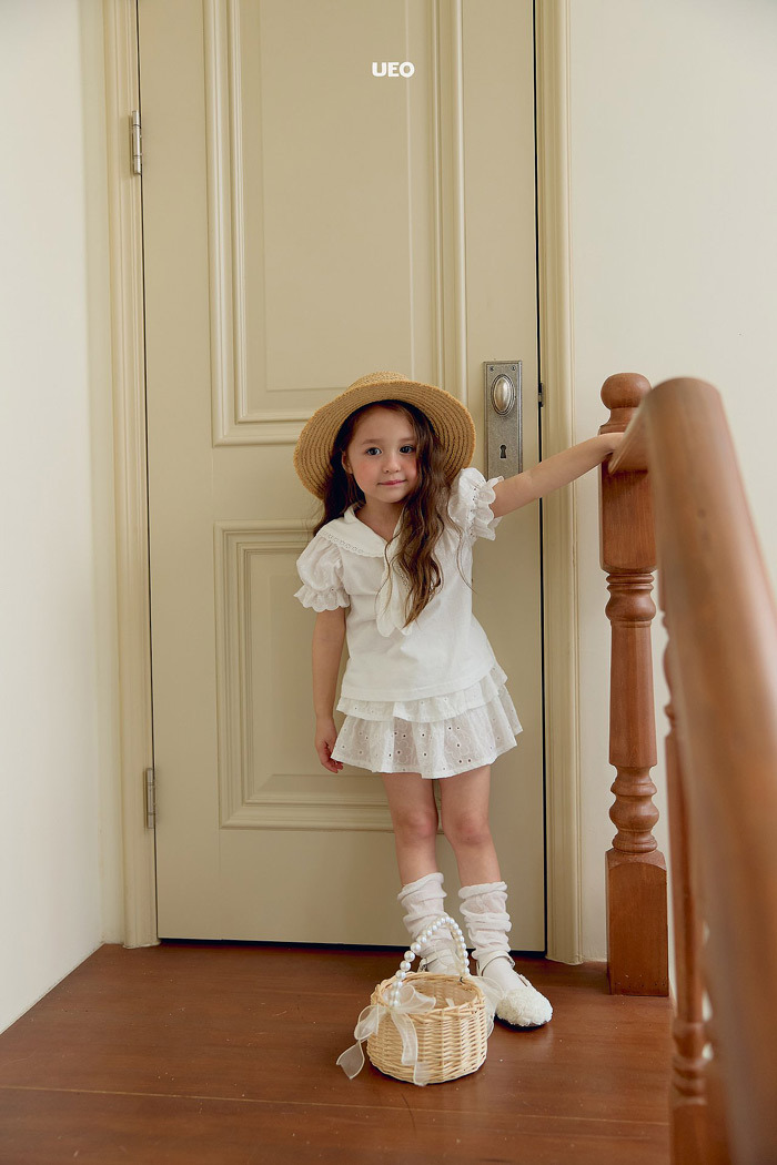 正韓夏UEO 兩色甜美領澎澎袖上衣