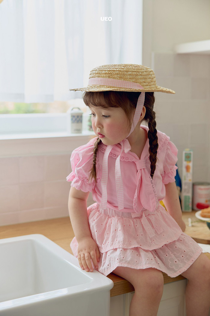 正韓夏UEO 兩色甜美領澎澎袖上衣