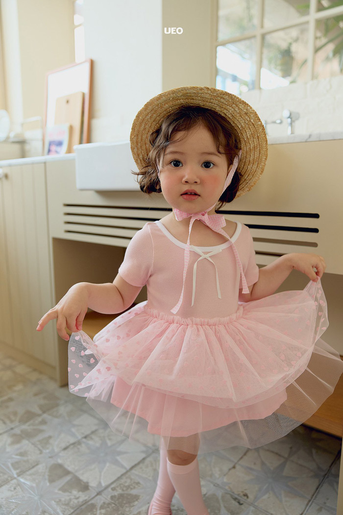 正韓夏UEO 兩色甜美愛心蛋糕紗裙洋裝