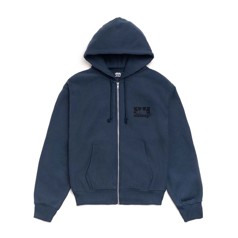 Stussy Box Crown Zip Hoodie 皇冠 連帽外套 藍色 1975186-NY [台灣現貨]