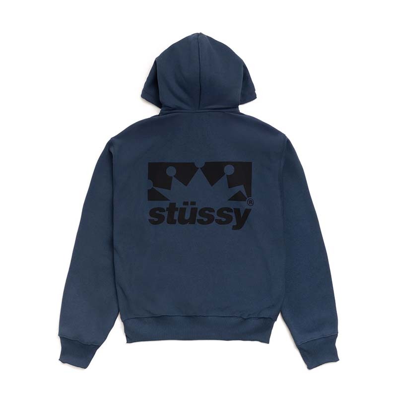 Stussy Box Crown Zip Hoodie 皇冠 連帽外套 藍色 1975186-NY [台灣現貨]