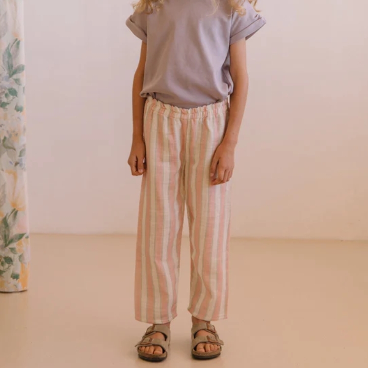 STUDIO BOHEME 草莓開心果條紋後釦口袋長褲 PANTALON COUSIN - RAYURES FRAISE PISTACHE