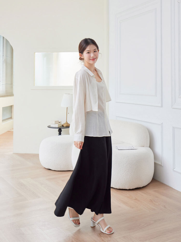 OH!HER棉麻輕透短版襯衫