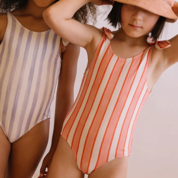 STUDIO BOHEME 玫瑰粉條紋綁帶連身泳衣 MAILLOT BAIN ROBERTA - RAYURES ROSE ROUGE