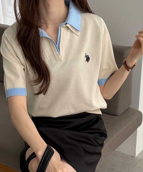 <日本限定🇯🇵> U.S. POLO ASSN.  襯衫領 疊層針織短袖上衣 Polo 3色