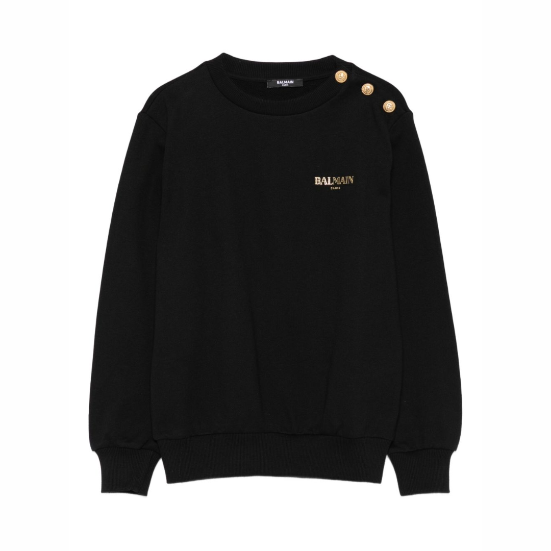 CBM08086 [BALMAIN] Gold Button Crew Neck Sweatshirt #BX4R10Z3183-9300R (E)