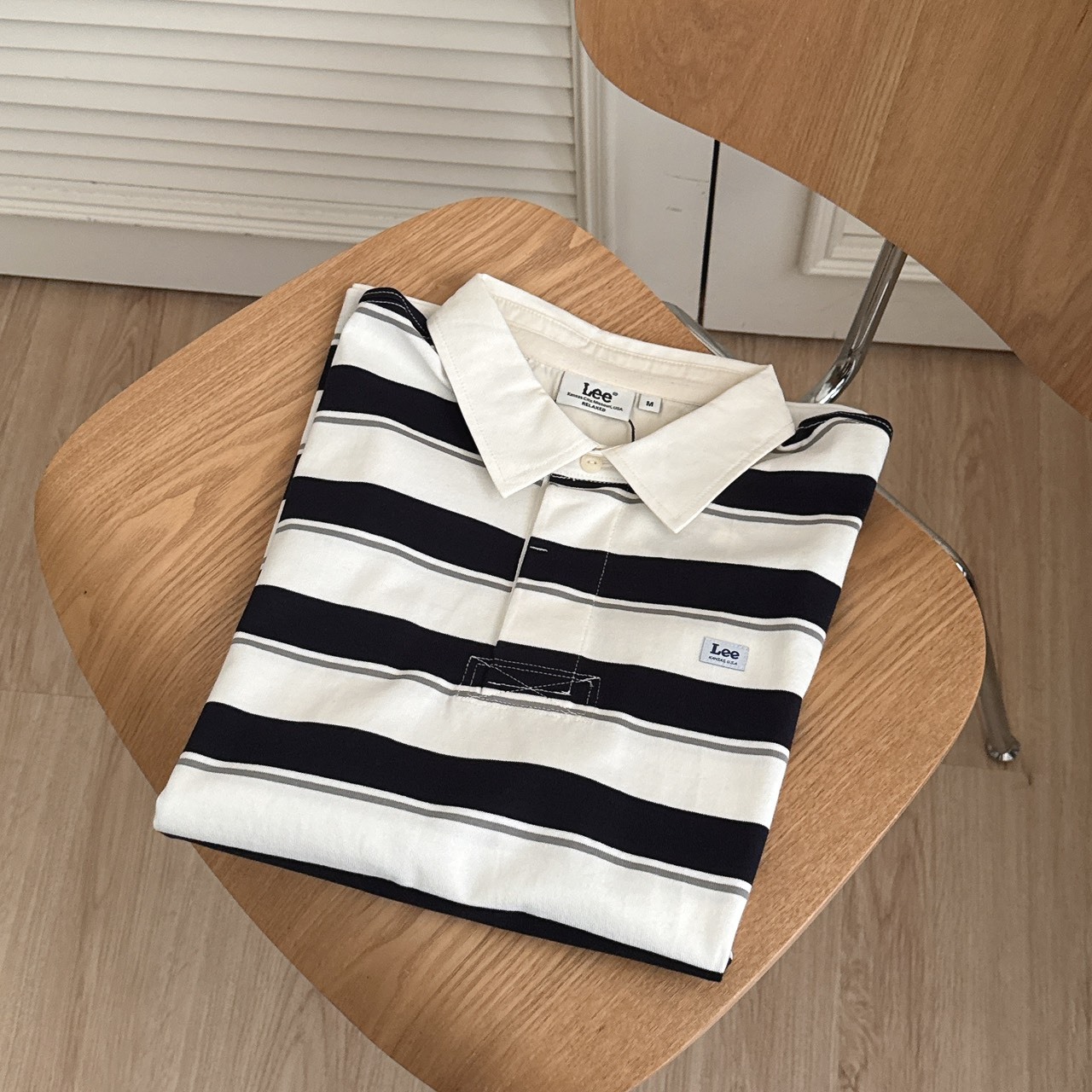 （現貨）韓牌 LEE 貼布logo 條紋 polo領 短T LE2602ST34