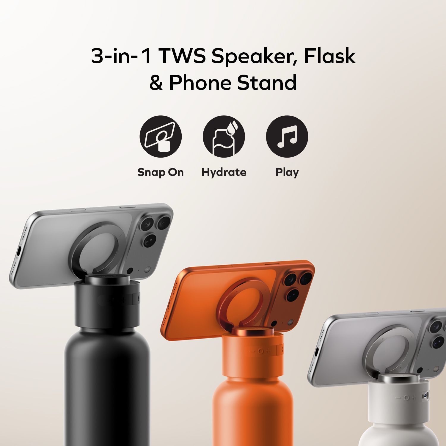 Momax 1-Vibe Bottle 磁吸音樂水樽 BS13D/M/W