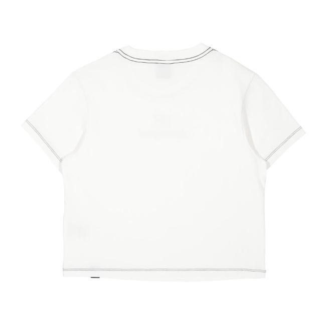 【Kangol】女款短版幾何圖T｜短版剪裁 幾何印花-白色