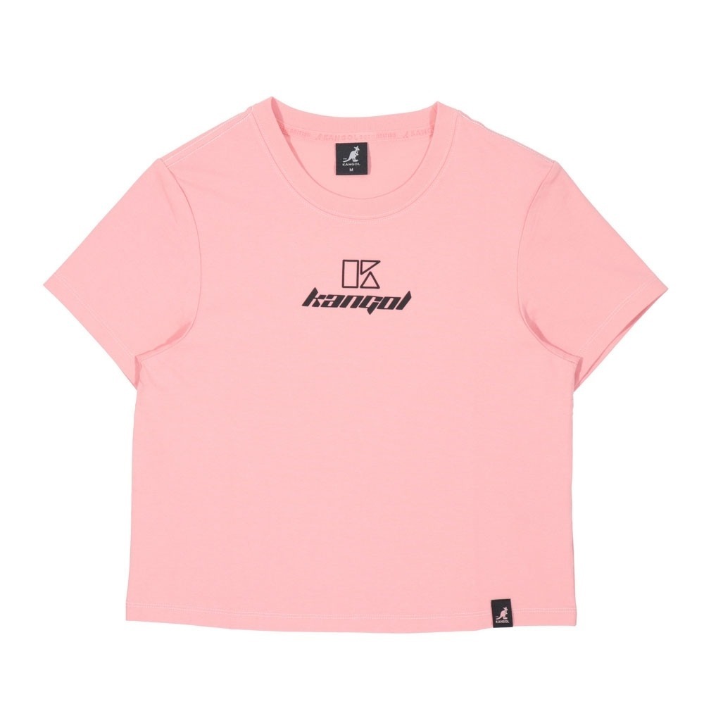 【Kangol】女款短版幾何圖T｜短版剪裁 幾何印花-粉色
