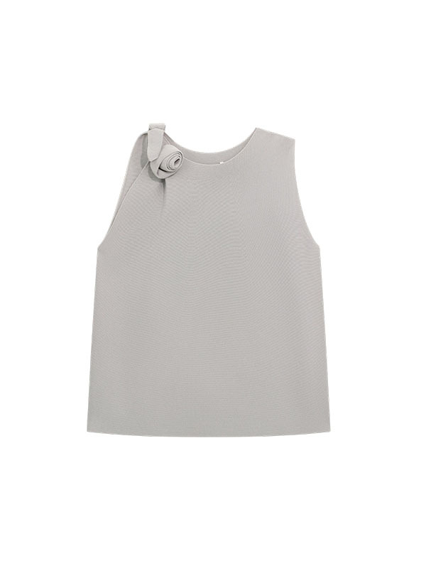 LIVIANA CONTI  立體玫瑰花裝飾背心(淺灰)