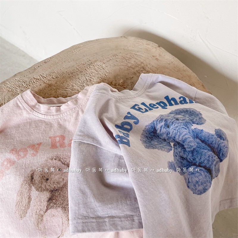 隨心所欲搭配 點點短TEE大象兔兔短TEEꕀꕀꕀ ＊可搭配夏日必備！不分男女包色款牛仔五分褲變套裝