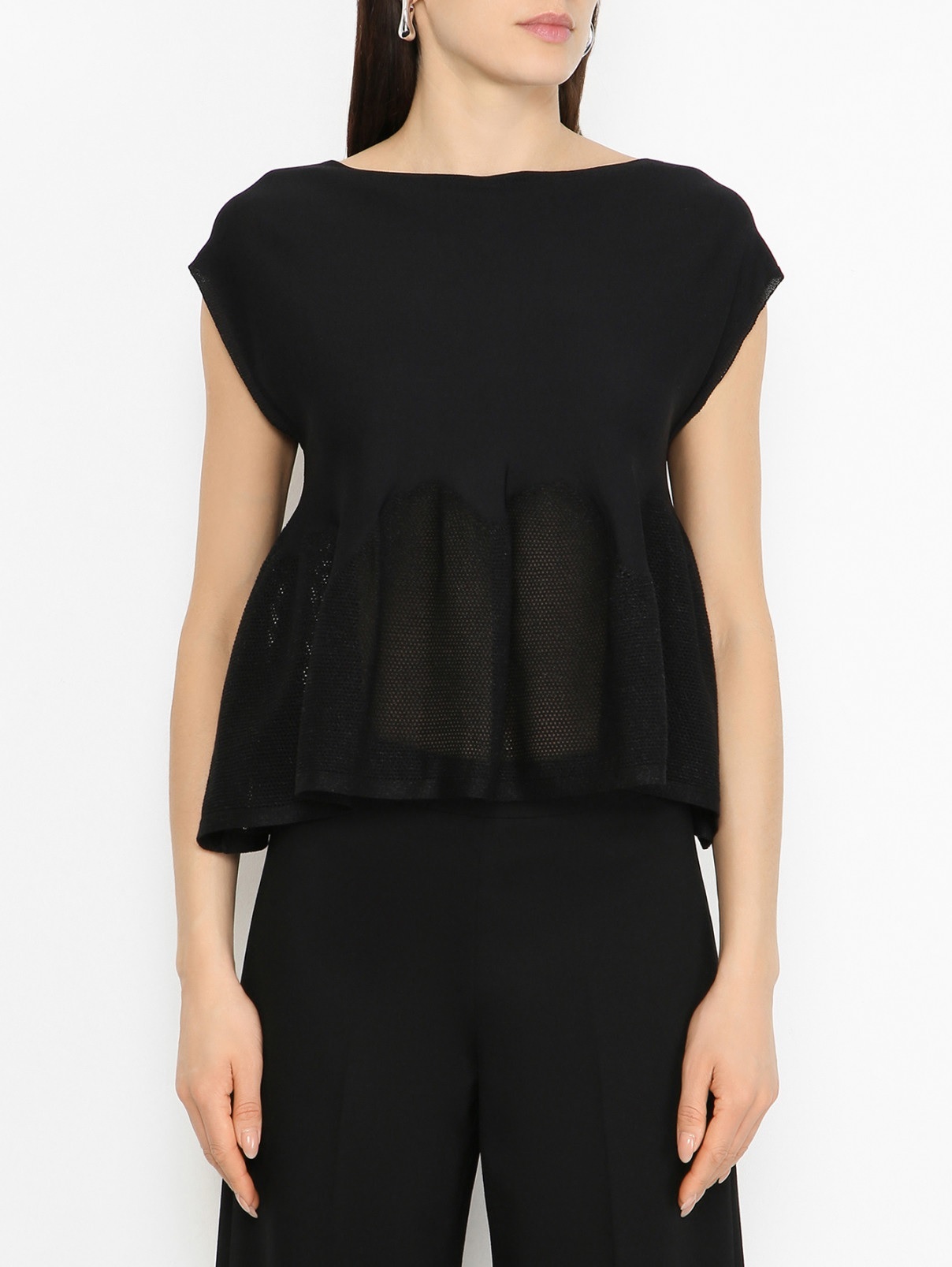 LIVIANA CONTI  下擺波浪紋針織上衣(黑)