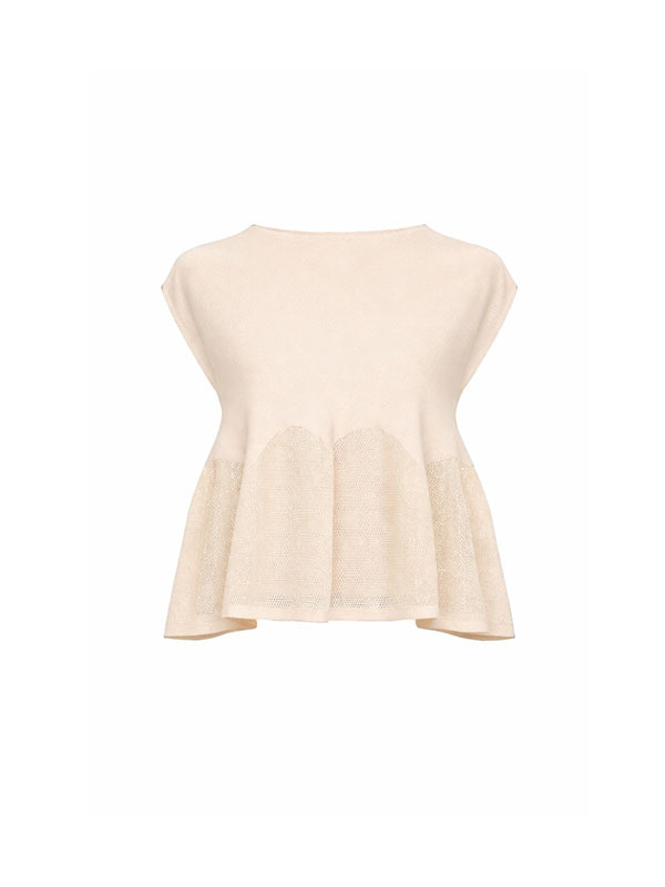 LIVIANA CONTI  下擺波浪紋針織上衣(米)