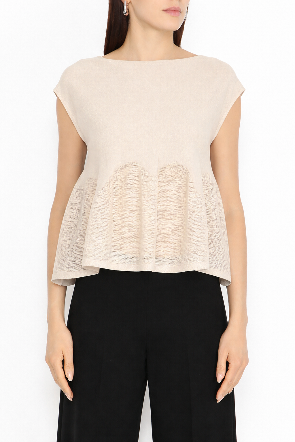 LIVIANA CONTI  下擺波浪紋針織上衣(米)