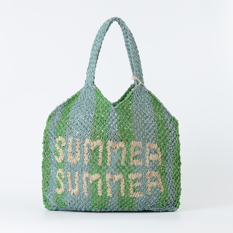 英國 The Jacksons 手工編織字母Drew條紋包 Summer (綠)