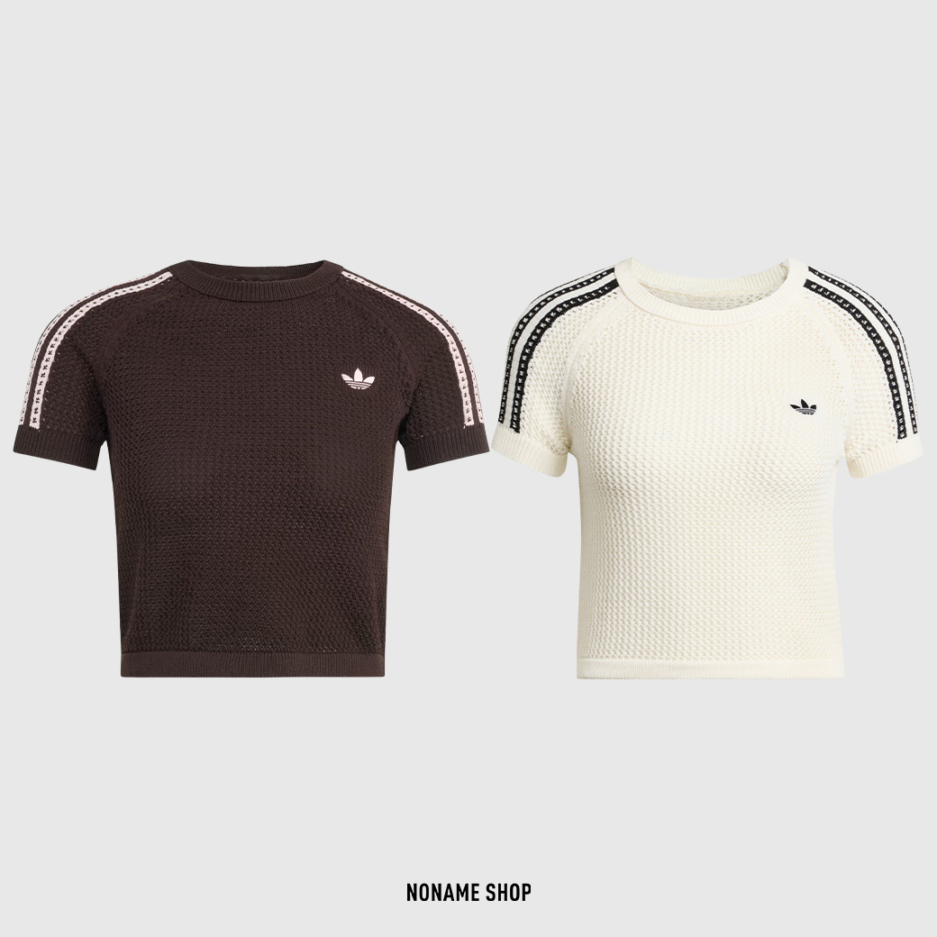 ADIDAS ORIGINALS 三線 透膚 針織 短版 短袖 兩色 (女款)