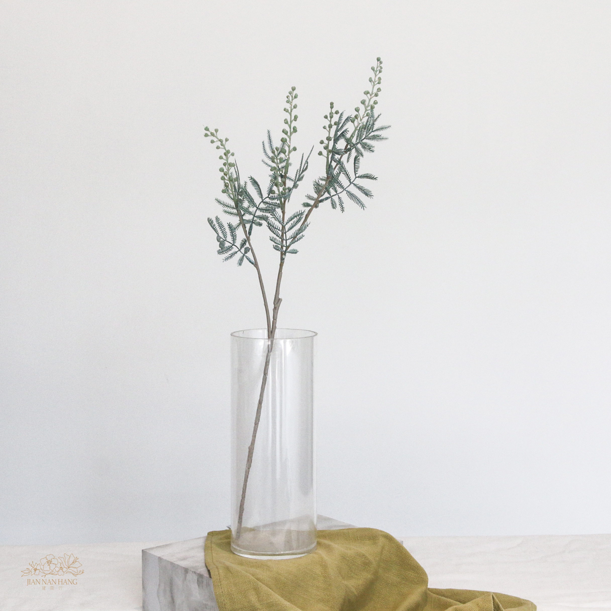 人造花 金合歡果葉 長枝