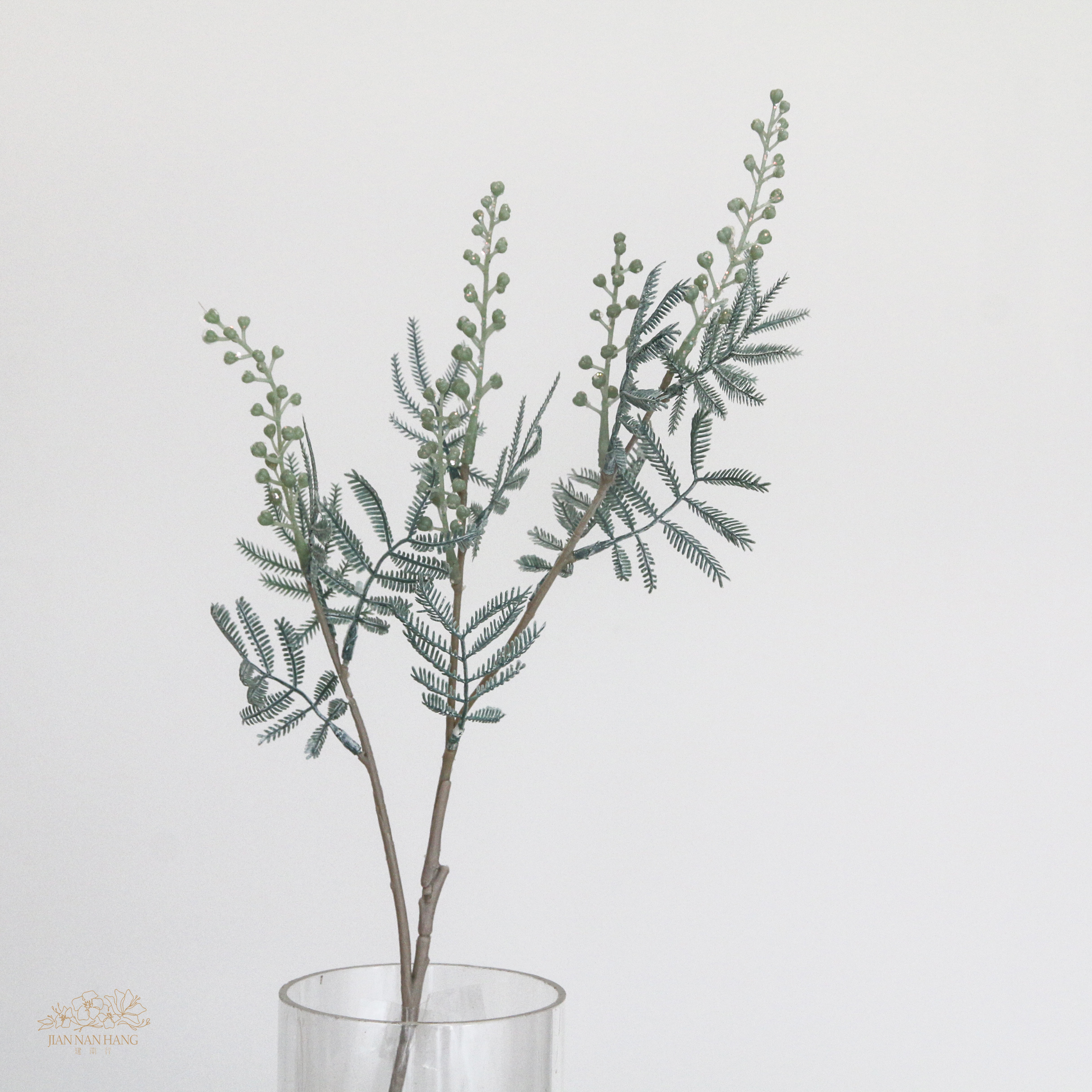 人造花 金合歡果葉 長枝