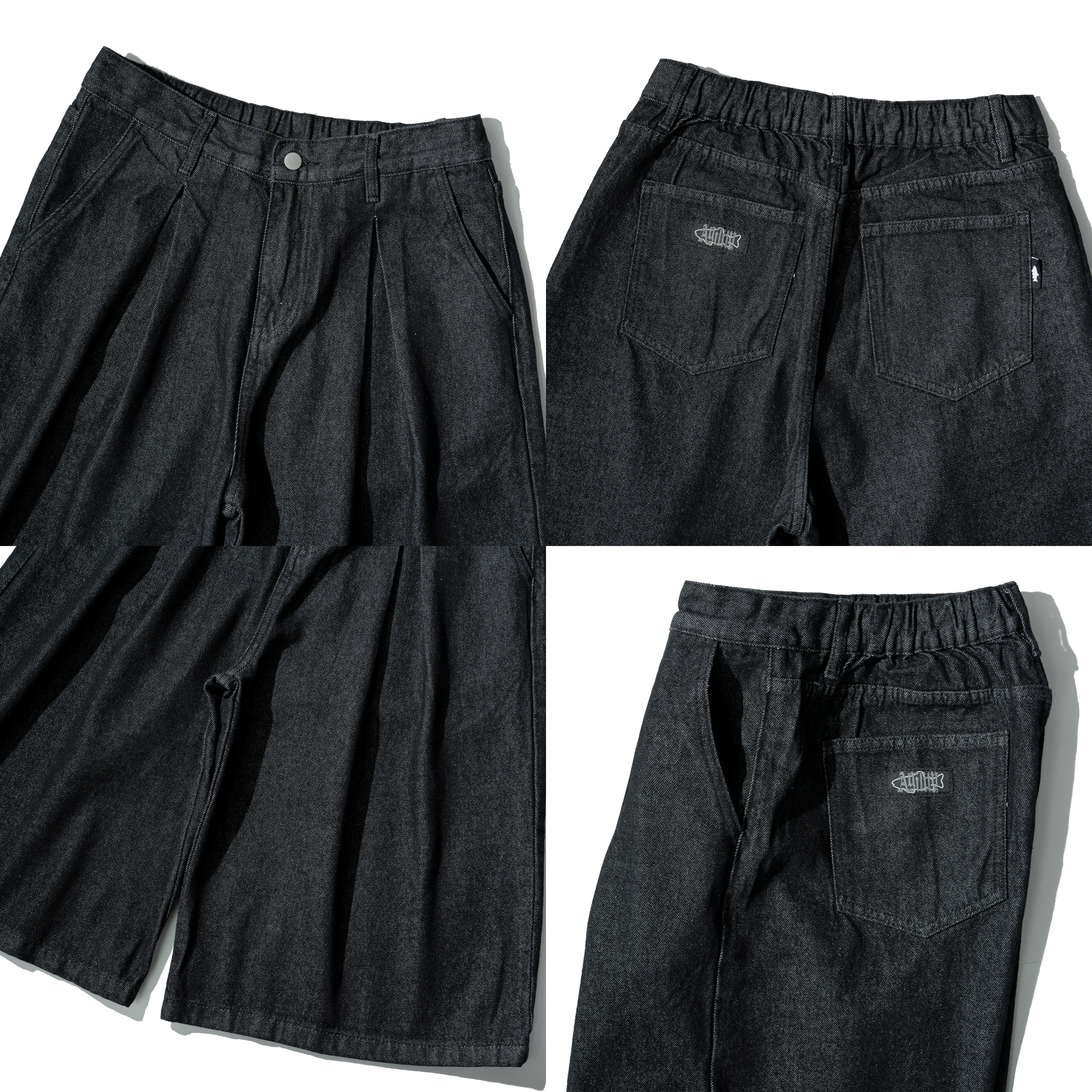 AGILITY Raw Pleated Jorts 褶線 原色牛仔 七分褲 [BD7]