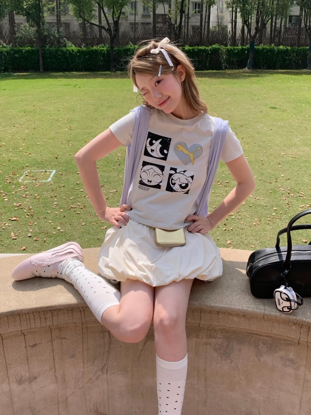 PUMA × THE POWERPUFF GIRLS 飛天小女警 聯名款 短版 T恤 女款