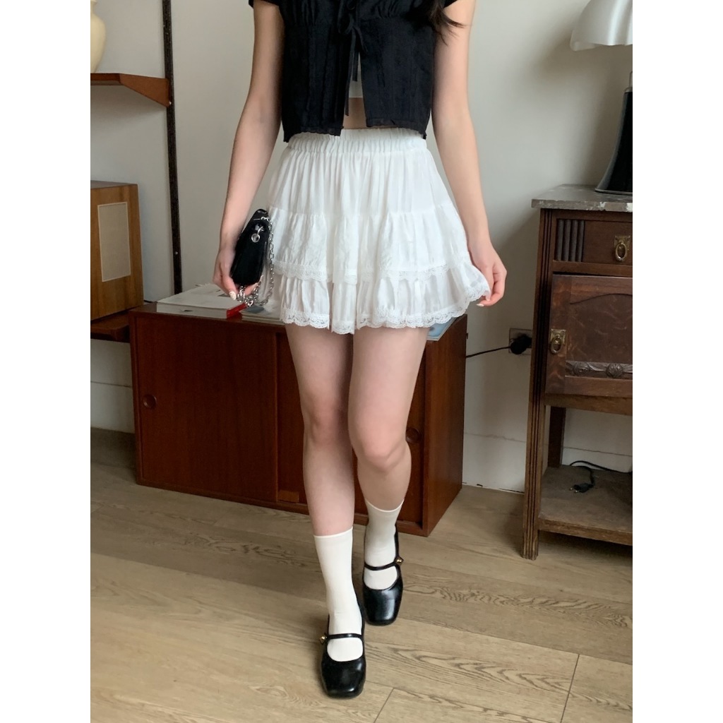 A16 每秒都心動的蕾絲蛋糕短裙 #4530