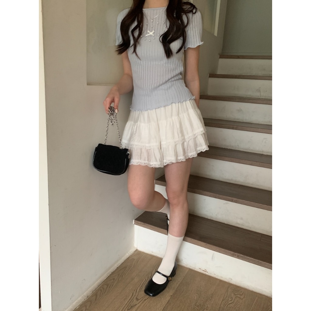 A16 每秒都心動的蕾絲蛋糕短裙 #4530