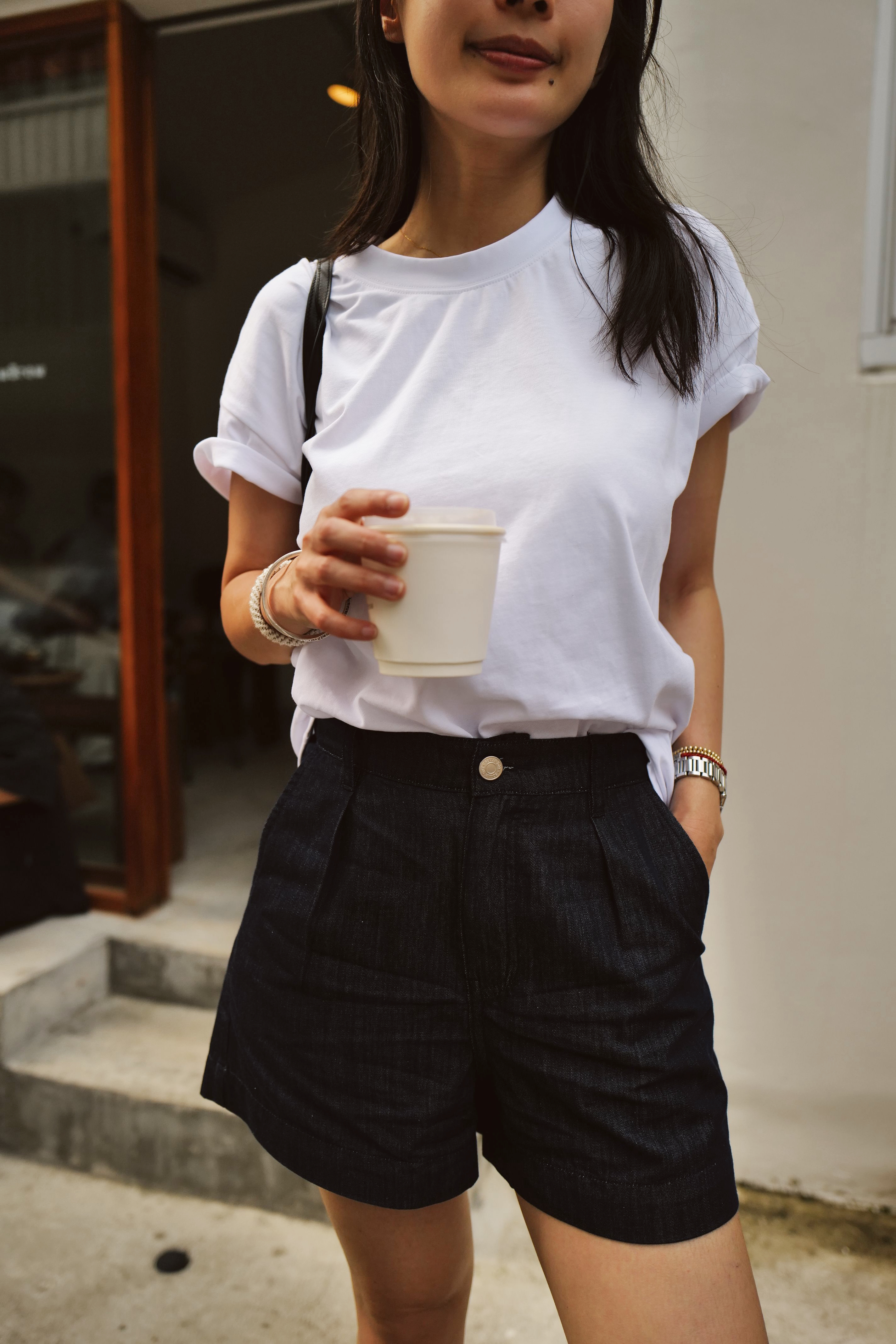 天絲棉顯瘦日常短褲-牛仔原色