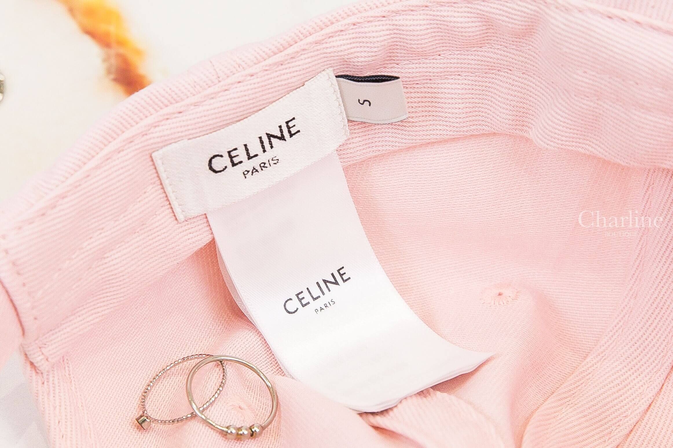 Celine Celine Richelieu Cap In Cotton Twill 淡粉色刺繡白色字母馬車棉質棒球帽-Charline Boutique 精品代購