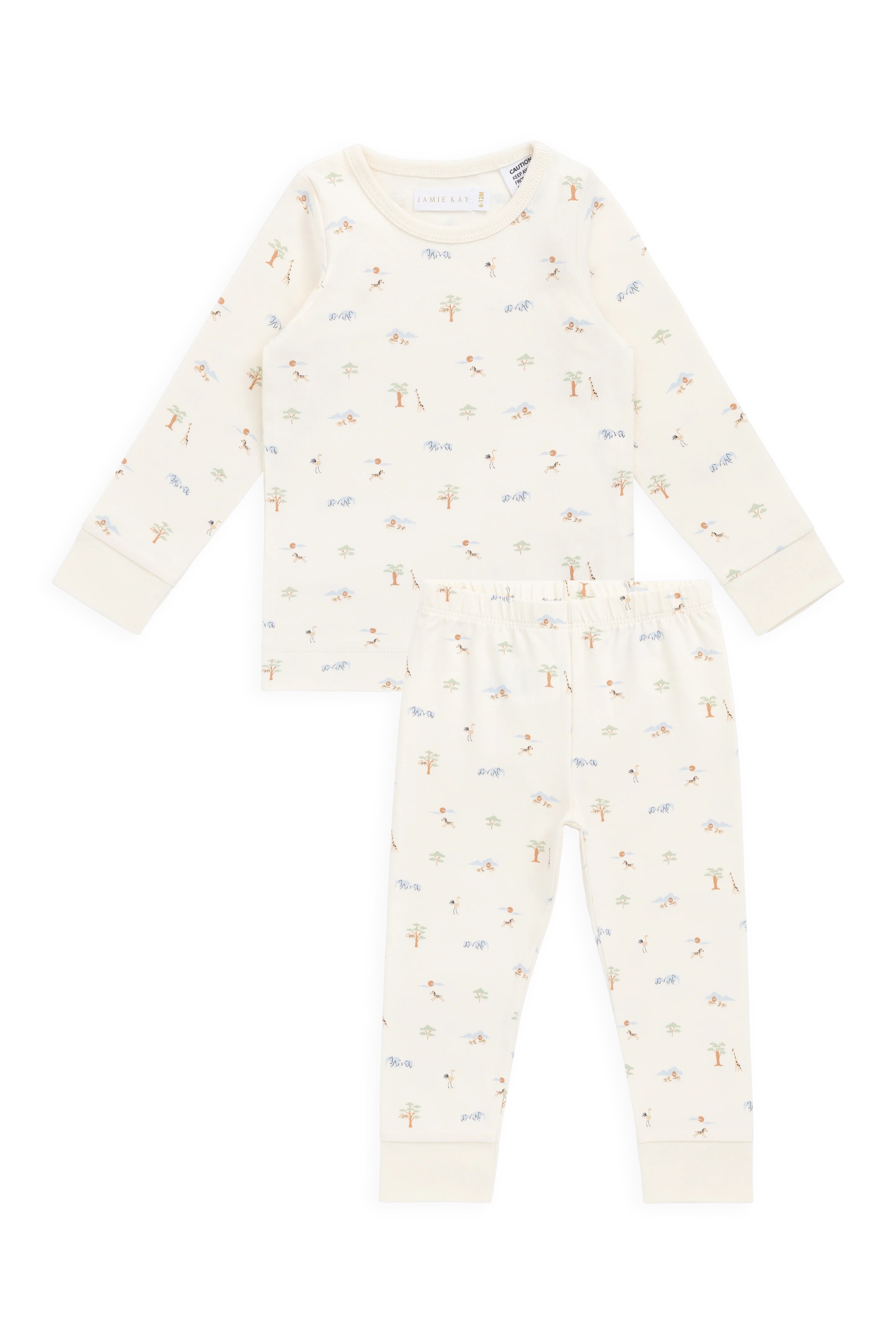 【預購】JAMIE KAY -Organic Cotton Amory Long Sleeve Pyjama Set（Savannah animals Tofu）